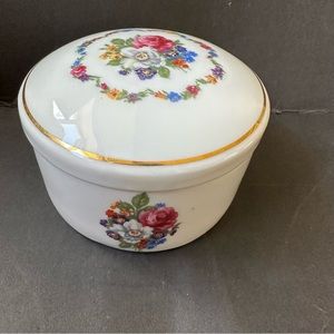 Bidasoa Spain Porcelain Trinket Box With Floral Pattern